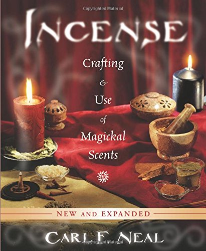Book cover: "Incense" with candles, mortar, pestle, and spices displayed.