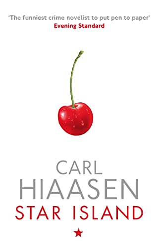 Book cover: "Star Island" by Carl Hiaasen, with a cherry illustration.