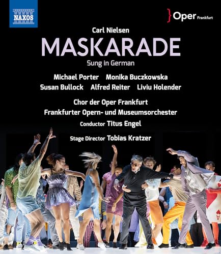 Blu-ray cover for Carl Nielsen’s opera *Maskarade* with performers in costume.