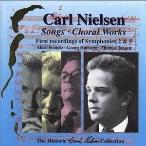 CD cover for Carl Nielsen’s choral works featuring portraits of musicians.