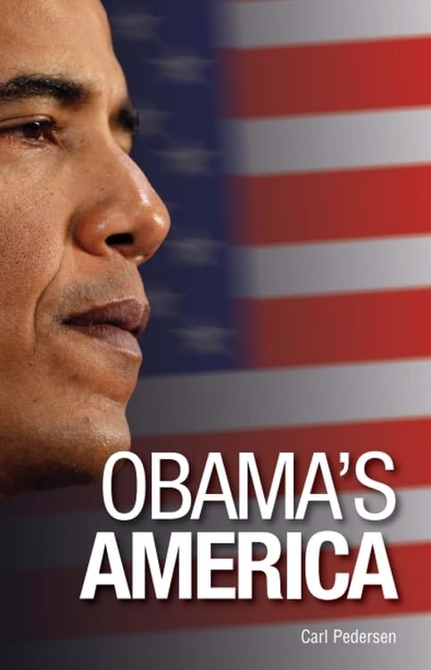 Profile of Barack Obama against a blurred American flag with title Obama's America.