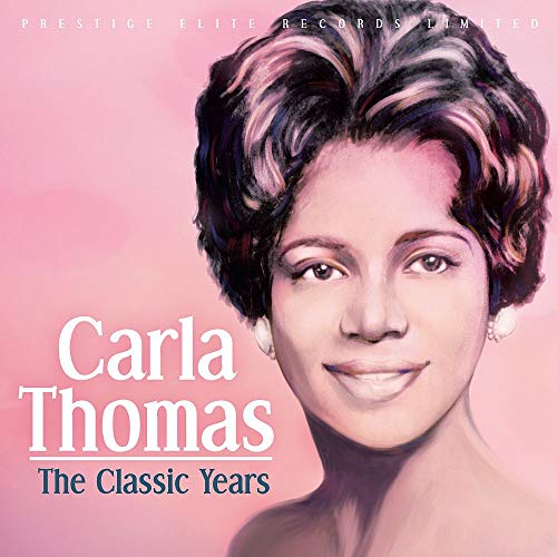 CD cover featuring a portrait of singer Carla Thomas, pink background.