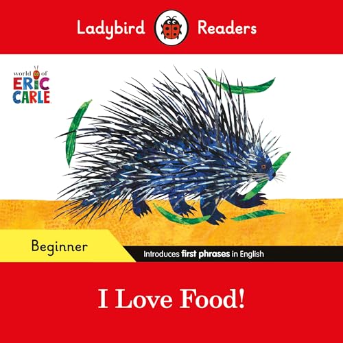 Ladybird book cover featuring a blue porcupine eating green leaves.