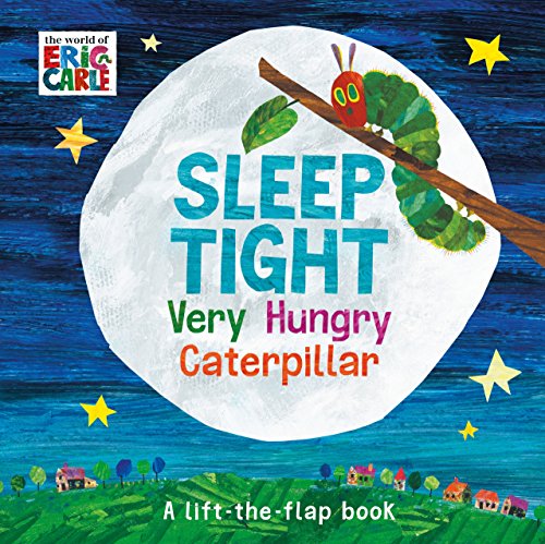 "Children's book cover featuring a caterpillar on a branch against a full moon."