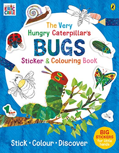 Book cover featuring colorful insects and The Very Hungry Caterpillar.