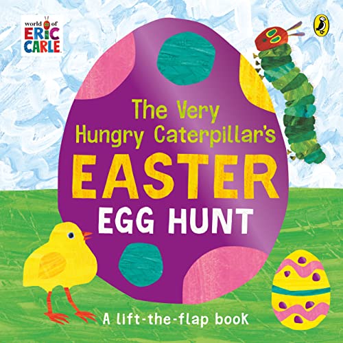 Colorful Easter egg with The Very Hungry Caterpillar and a chick.