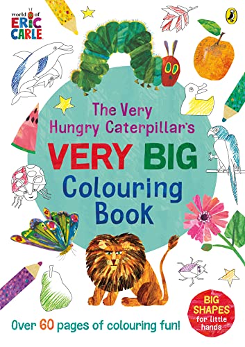 Cover of a coloring book featuring a caterpillar, lion, butterfly, and various animals.