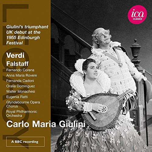 Black and white opera album cover with two performers in costume.