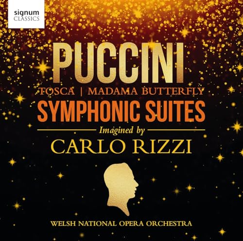 CD cover for Carlo Rizzi’s Puccini: Symphonic Suites, with a portrait.