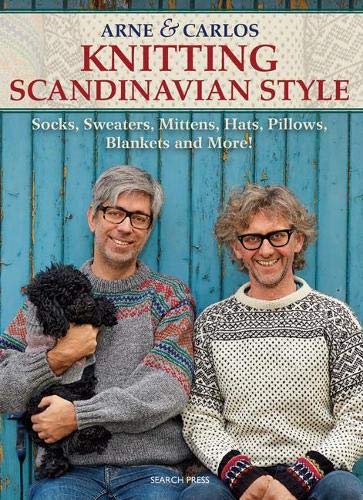 Book cover featuring two smiling men in patterned knitwear with a dog.