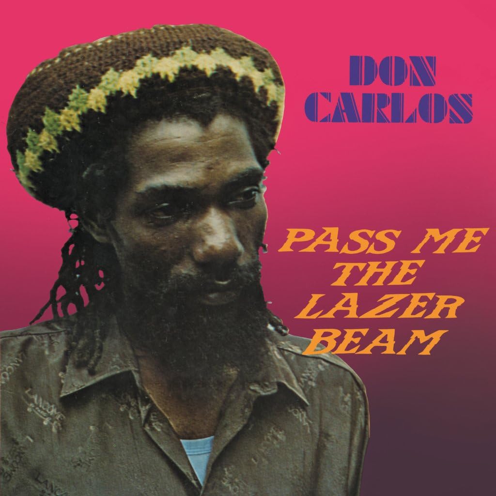 Don Carlos portrait album cover with red, yellow, and pink background.