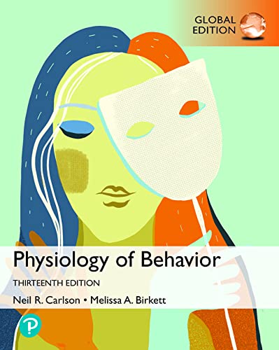 Textbook cover with illustrated face and mask, titled "Physiology of Behavior.