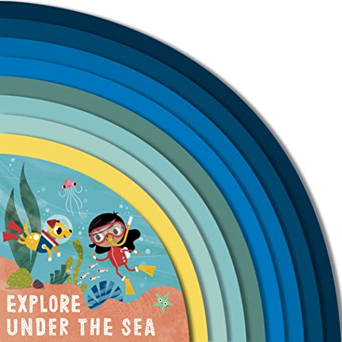 Book cover with illustrated children snorkeling among coral and sea life.