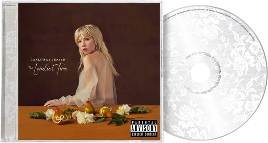 Carly Rae Jepsen album cover with psychedelic portrait and vinyl record.