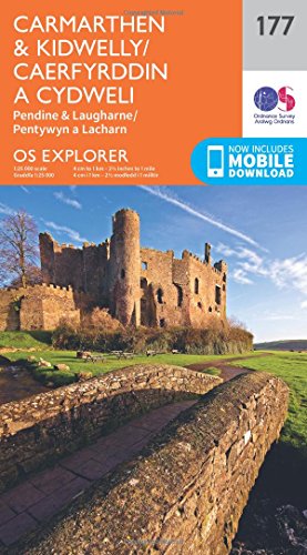Ordnance Survey map cover featuring Kidwelly Castle in Wales.