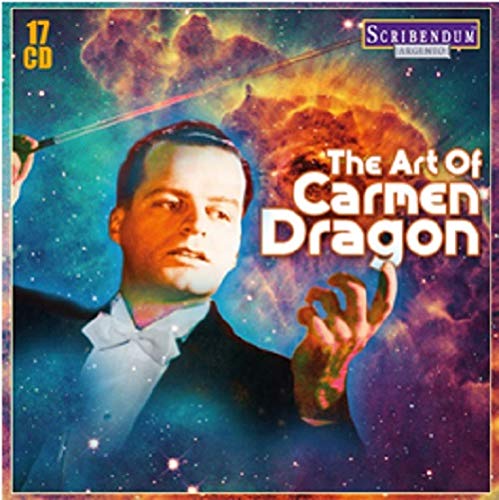 Carmen Dragon conducting against a colorful nebula background on a 17 CD box set.