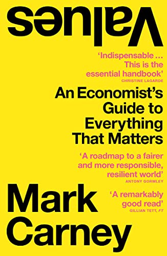 Yellow book cover with bold black text: "Values" by Mark Carney.