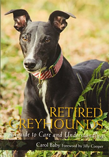 Book cover featuring a black and white greyhound with a colorful collar.