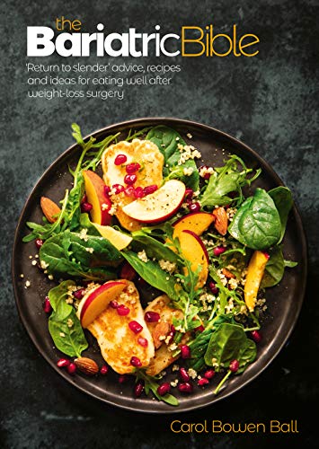 Book cover titled The Bariatric Bible showing a salad with cheese, fruit, and nuts.