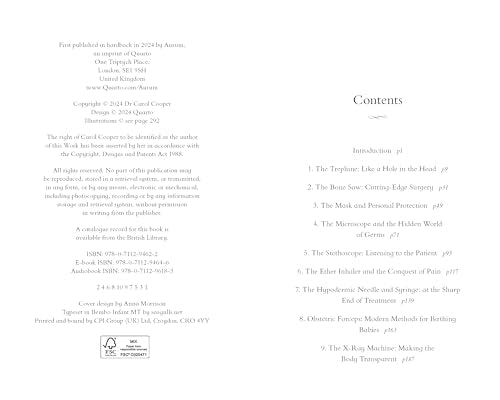 Book’s contents page listing twelve medical objects and chapter titles.
