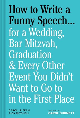 Book cover with white text on teal: "How to Write a Funny Speech…