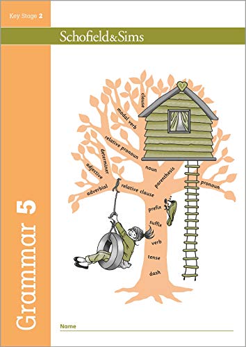 Book cover with treehouse illustration and grammar terms for ages 9-10.