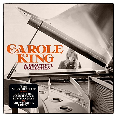 Carole King album cover featuring a piano and portrait of the artist.