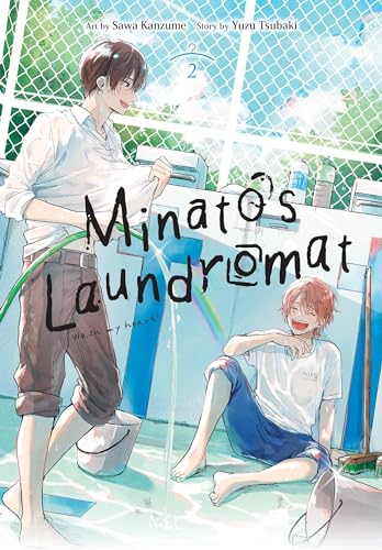 Manga cover featuring two young men outdoors near a washing area and water.