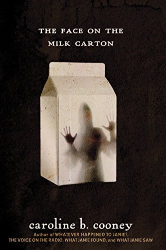 Book cover: milk carton with a shadowy figure and distressed background.