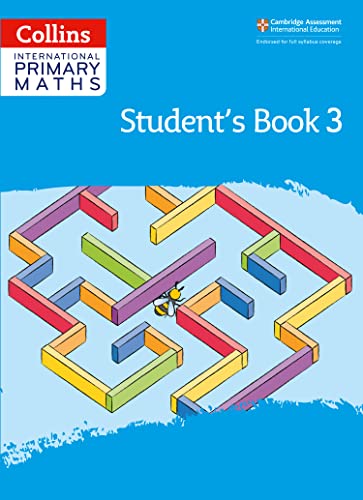 Blue cover of Collins International Primary Maths Student's Book 3 with colorful 3D maze.