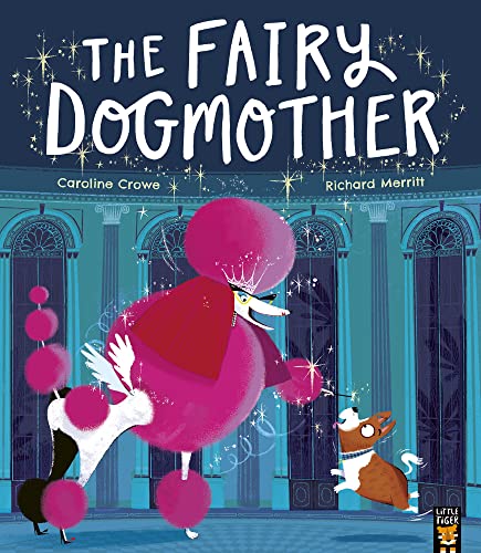 Book cover: a pink poodle with a crown and a small white dog.