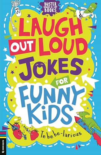 Book cover with colorful cartoon illustrations and large text: "Laugh Out Loud Jokes.