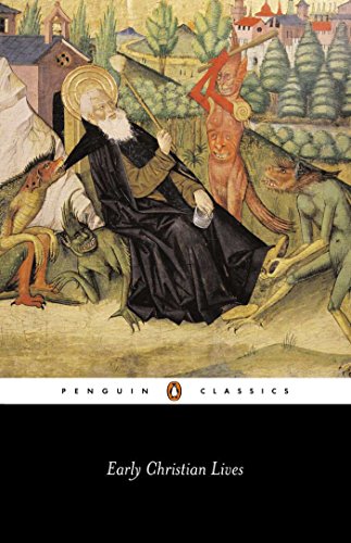 Book cover depicting a saint with demons, titled “Early Christian Lives.”
