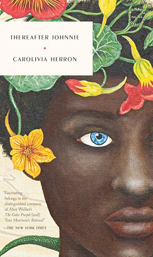 Book cover: woman’s face with flowers, title “Thereafter Johnnie” visible.