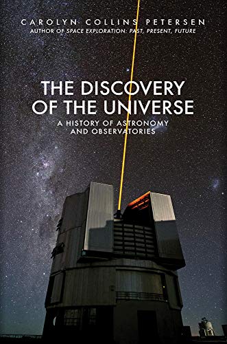 Book cover: “The Discovery of the Universe” with observatory image.