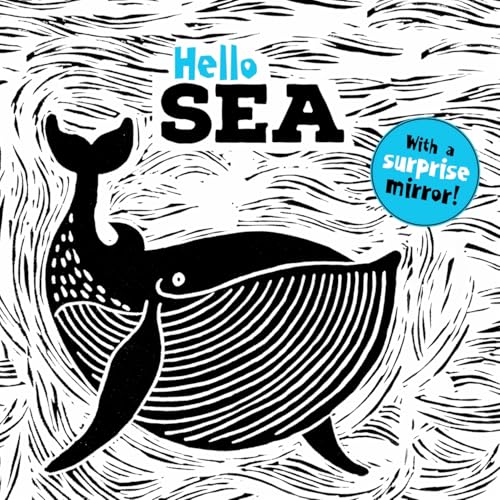 Black and white illustration of a whale tail and whale with text.
