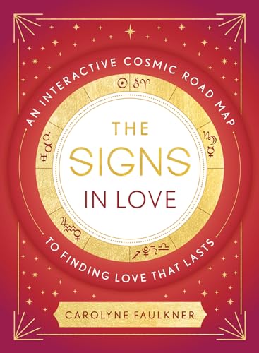 Book cover with gold zodiac symbols on a red background.