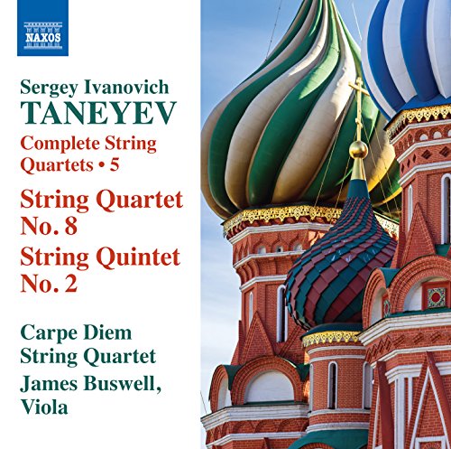 CD cover for Taneyev string quartets featuring colorful Russian architecture.