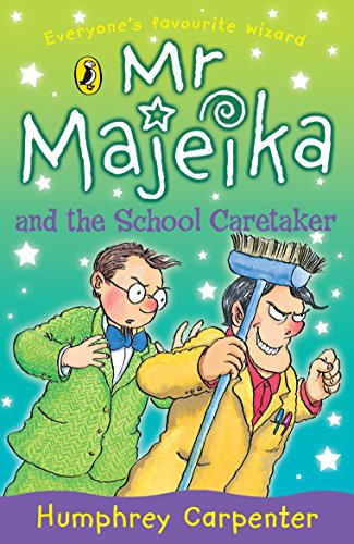 Book cover for Mr Majeika and the School Caretaker featuring two men with brooms.