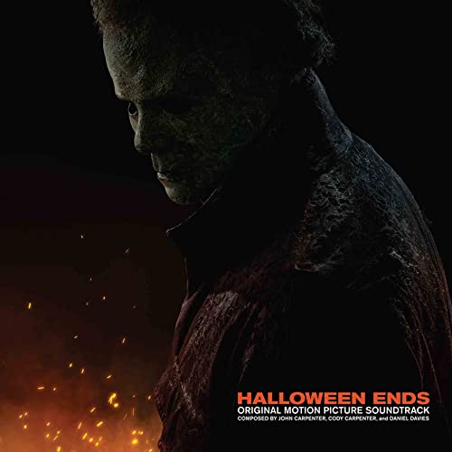 Halloween Ends soundtrack CD cover featuring a shadowy, textured Michael Myers.