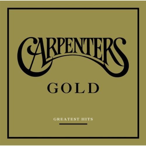 "Album cover with 'Carpenters Gold' in black on a muted green background."