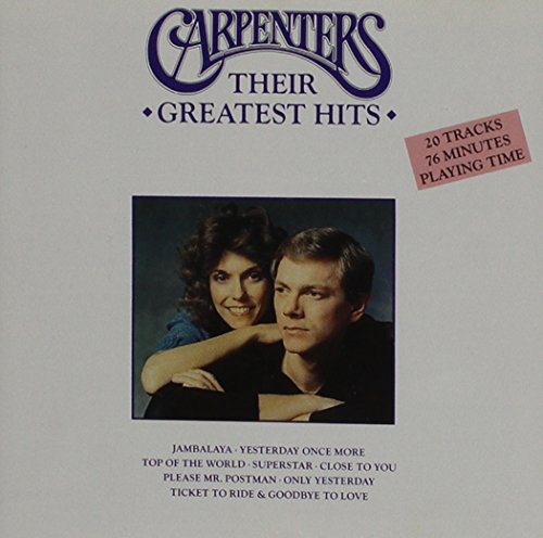 Carpenters’ “Their Greatest Hits” CD cover with portrait of Karen and Richard Carpenter.