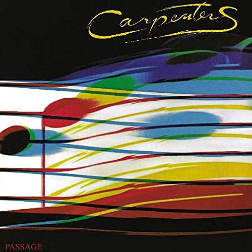 Carpenters' "Passage" vinyl album cover with colorful abstract musical lines.