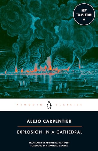 Book cover: burning city scene with ships, title “Explosion in a Cathedral.”