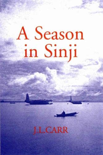Book cover: seascape with boats, red title "A Season in Sinji".
