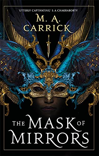 Book cover featuring a golden, ornate mask over a shadowed face.