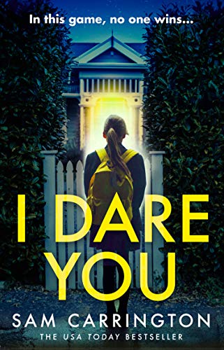 Book cover: woman with backpack facing a lit, imposing house.