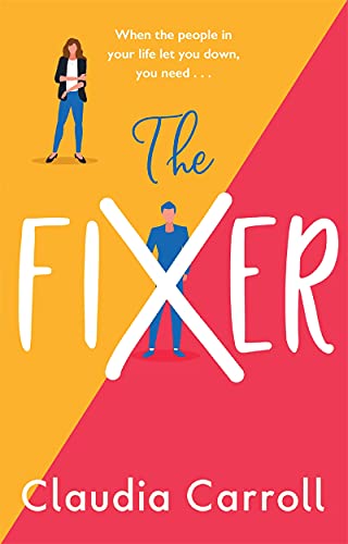 Book cover: split orange and pink background, figures, and title "The Fixer".