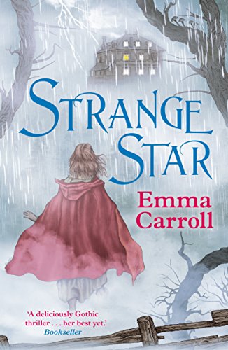 A girl in a red cloak walks toward a house in the rain.