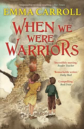 Book cover showing a woman and child looking at a ruined brick building.